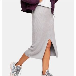 Free People grey midi sweater skirt size L